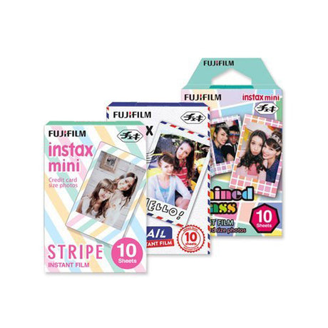 Fujifilm Instax Mini Film Stripe/Airmail/Stained Glass, 10x3(total 30 Sheets)