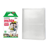 Fujifilm Instax Mini Single Pack 10 Sheets Instant Film with 64-Sheets Album For Mini Film 3 inch lce white