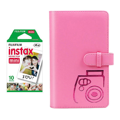 Fujifilm Instax Mini Single Pack 10 Sheets Instant Film with 96-sheet Album for mini film Flamingo pink