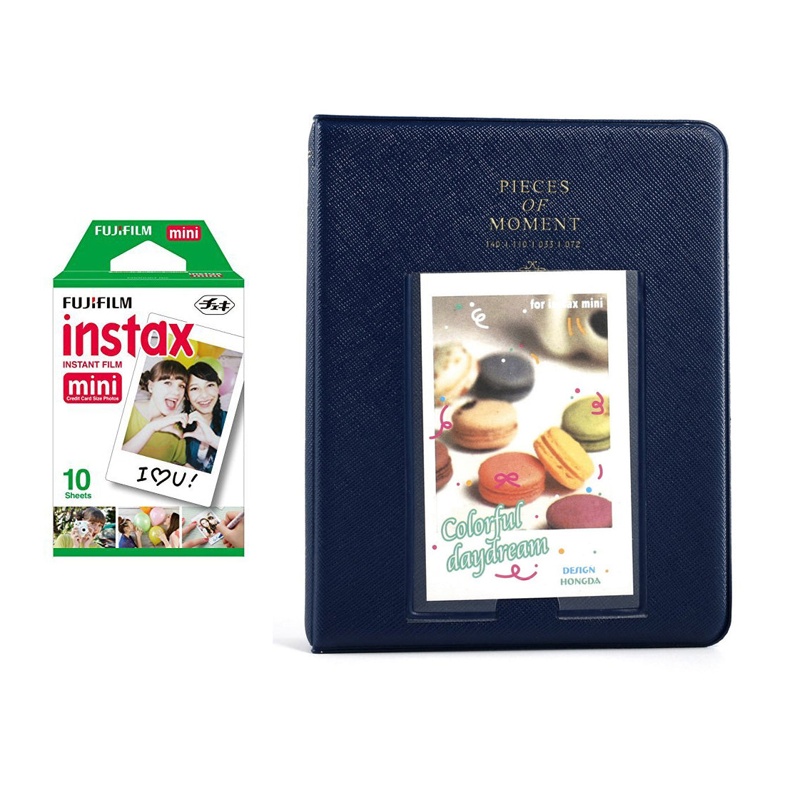 Fujifilm Instax Mini Single Pack 10 Sheets Instant Film with Instax Time Photo Album 64 Sheets Navy blue