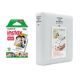 Fujifilm Instax Mini Single Pack 10 Sheets Instant Film with Instax Time Photo Album 64 Sheets Pearly white