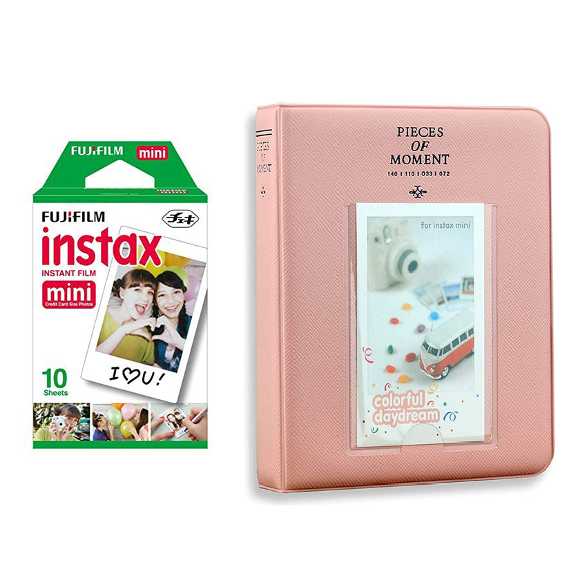Fujifilm Instax Mini Single Pack 10 Sheets Instant Film with Instax Time Photo Album 64 Sheets Blush pink