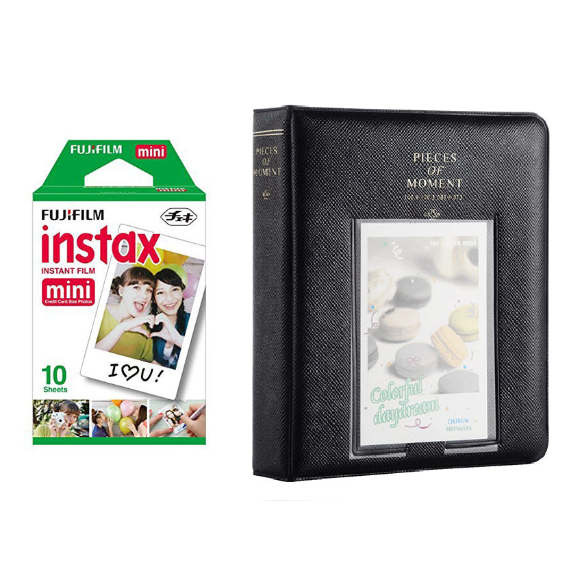 Fujifilm Instax Mini Single Pack 10 Sheets Instant Film with Instax Time Photo Album 64 Sheets Charcoal gray