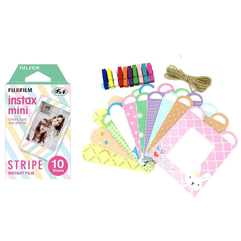 Fujifilm Instax Mini Stripe Film With Rabbit Design Hanging Paper Photo Frame - 10 Exposures