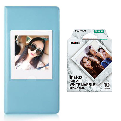 Fujifilm Instax square 10X1 white marble Instant Film With 64 sheet Album for square film