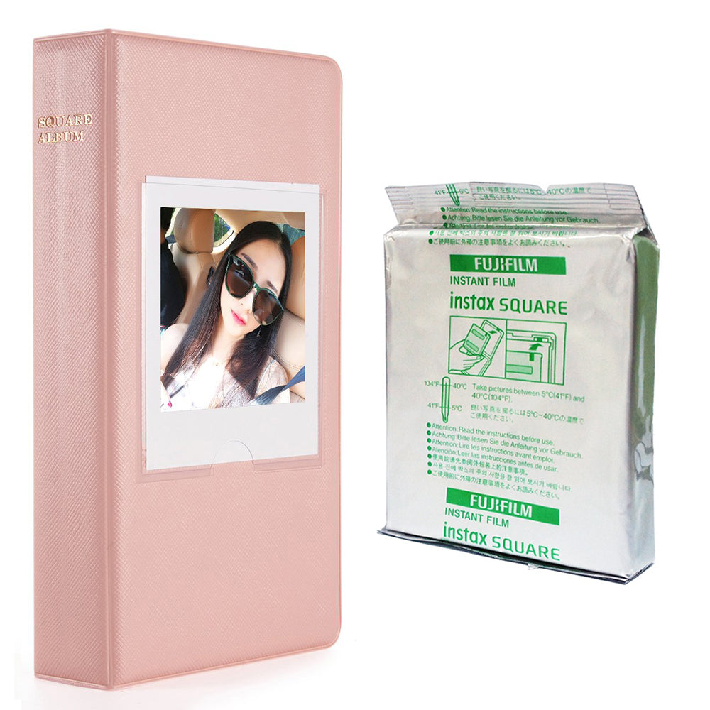 Fujifilm Instax square 10X1 white marble Instant Film With 64 sheet Album for square film