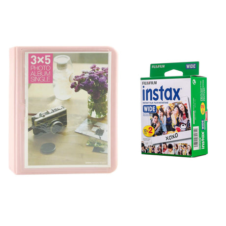 Fujifilm Instax wide 10X2 wide 20 short Instant Film With 32 sheet Album for wide film (pink)