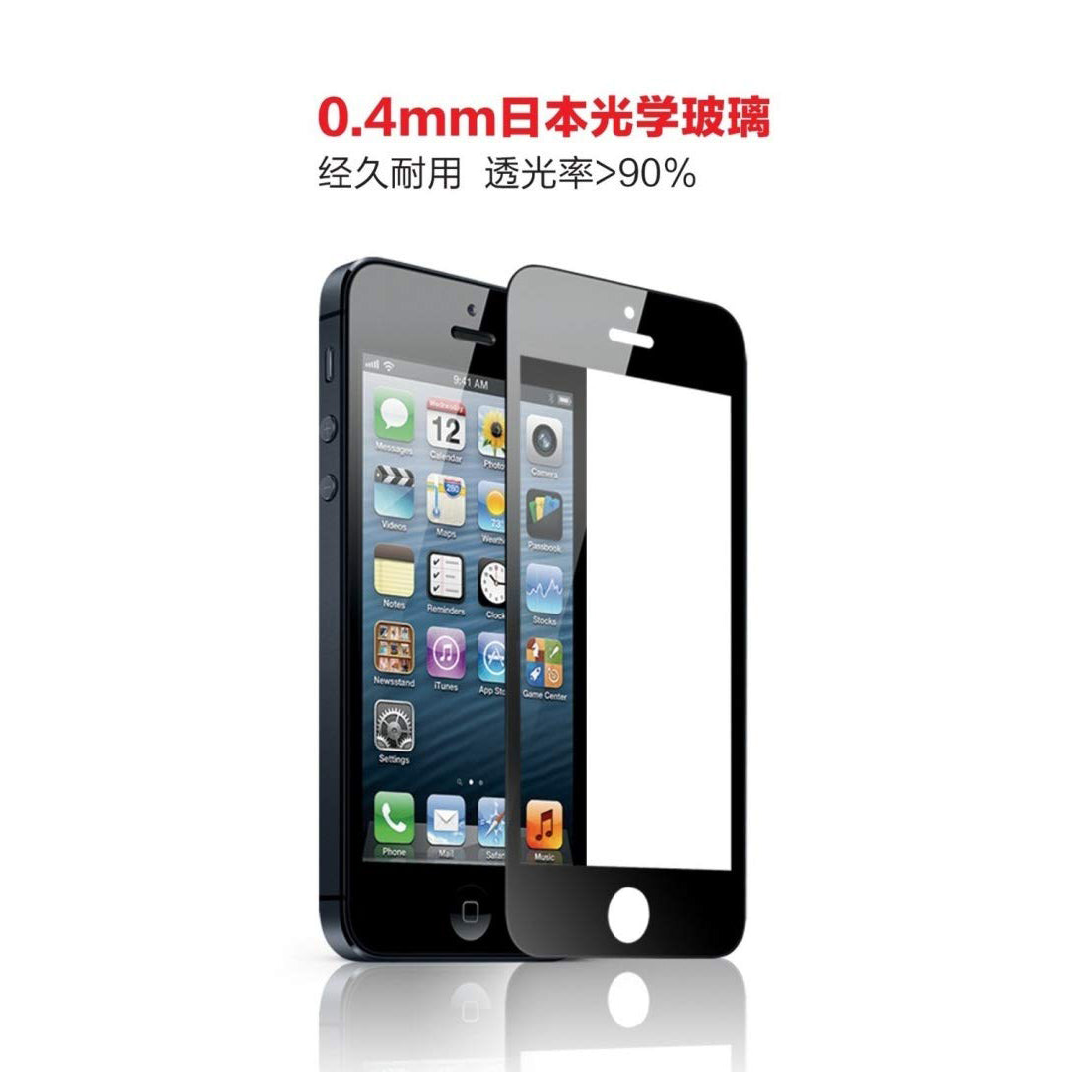 GGS 0.5mm SelfAdhesive Optical Glass LCD Screen Protector for APPLE IPHONE 4/4S Black