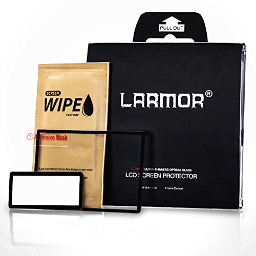 GGS LARMOR Screen Protector for Nikon D810, from Tempered Glass Foil, SelfAdhesive, 4th Generation with Top Screen Protector