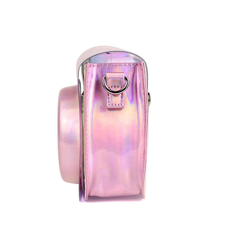 ZIKKON PU Leather Protective Camera Case Pouch for Fuji-Film Instant Insta-x Mini 11, Mini 9, Instant Camera Carrying Bag with Adjustable Shoulder Strap_Holographic Pink