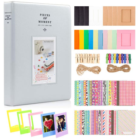 ZENKO 2x3 Inch Photo Paper Film Album Set for Instax Mini Camera, Polaroid Snap, Z2300, SocialMatic Instant Cameras & Zip Instant Printer (128 Pockets) Smokey White