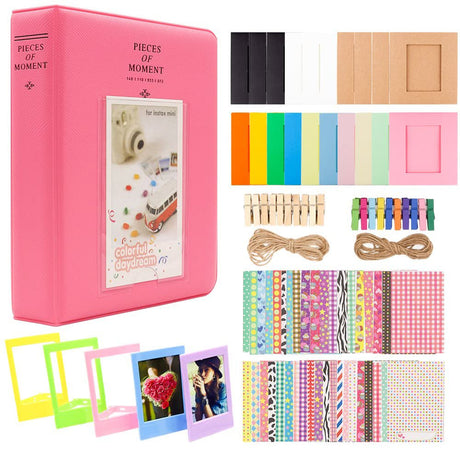 ZENKO 2x3 Inch Photo Paper Film Album Set for Instax Mini Camera, Polaroid Snap, Z2300, SocialMatic Instant Cameras & Zip Instant Printer (64 Pockets) Flamingo Pink