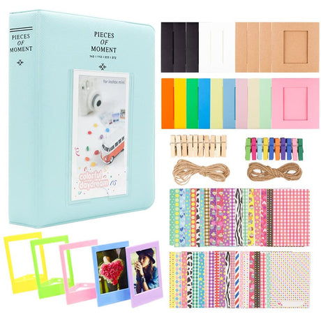 ZENKO 2x3 Inch Photo Paper Film Album Set for Instax Mini Camera, Polaroid Snap, Z2300, SocialMatic Instant Cameras & Zip Instant Printer (64 Pockets) Ice Blue