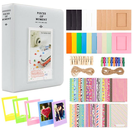 ZENKO 2x3 Inch Photo Paper Film Album Set for Instax Mini Camera, Polaroid Snap, Z2300, SocialMatic Instant Cameras & Zip Instant Printer (64 Pockets) Smokey White