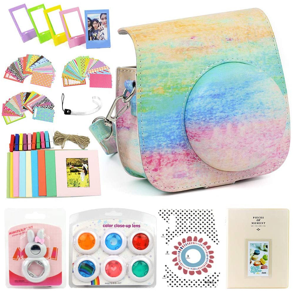 ZENKO for Instax Mini 9 8 Camera Accessories kit Bundle, Includes; Instax Instant Camera Case + Album + Frames & Stickers + Lens Filters + More