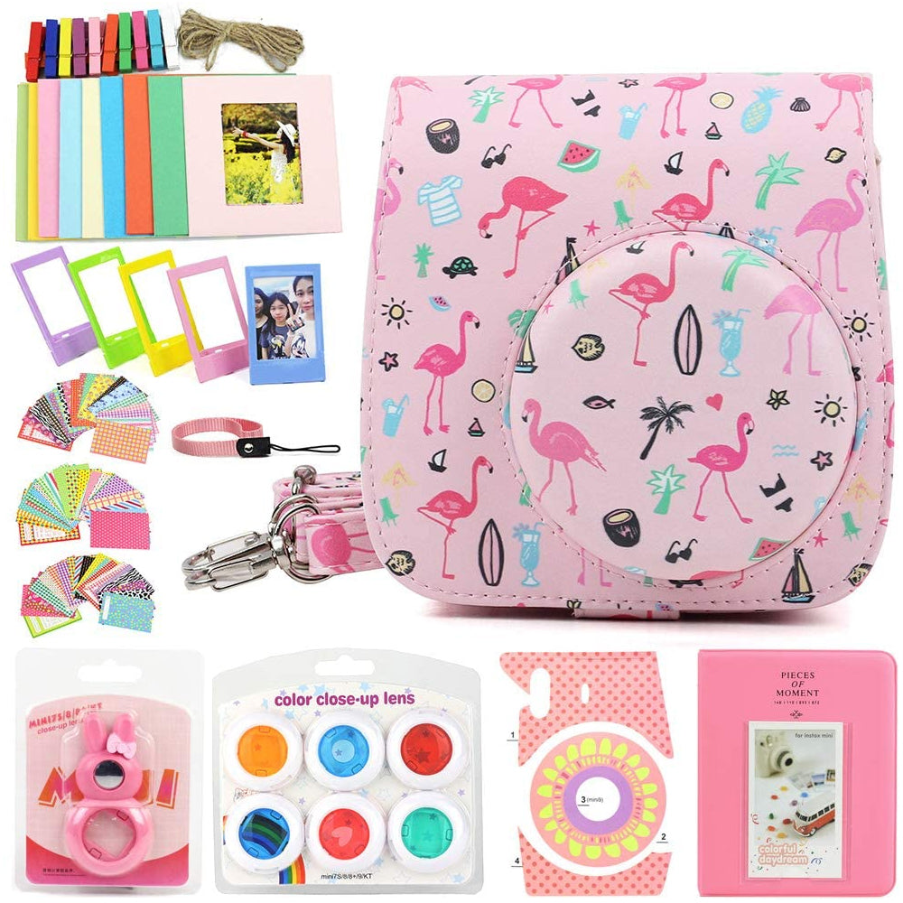 ZENKO for Instax Mini 9 8 Camera Accessories kit Bundle, Includes; Instax Instant Camera Case + Album + Frames & Stickers + Lens Filters + More