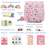 ZENKO for Instax Mini 9 8 Camera Accessories kit Bundle, Includes; Instax Instant Camera Case + Album + Frames & Stickers + Lens Filters + More Flamingo Watermelon