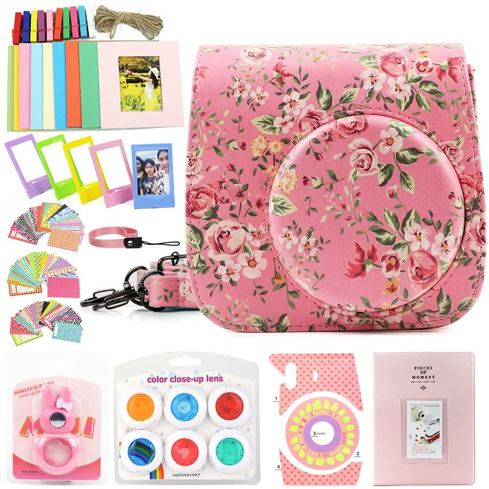 ZENKO for Instax Mini 9 8 Camera Accessories kit Bundle, Includes; Instax Instant Camera Case + Album + Frames & Stickers + Lens Filters + More