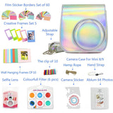 ZENKO for Instax Mini 9 8 Camera Accessories kit Bundle, Includes; Instax Instant Camera Case + Album + Frames & Stickers + Lens Filters + More Magic silver