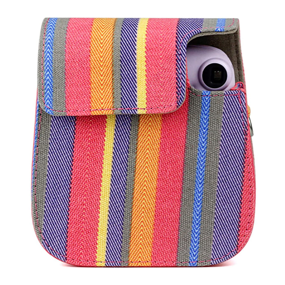 ZENKO Mini Camera Case for Instax Mini 11 9 8 8+ Instant Film Camera Premium PU Leather with Shoulder Strap Colorful Stripe