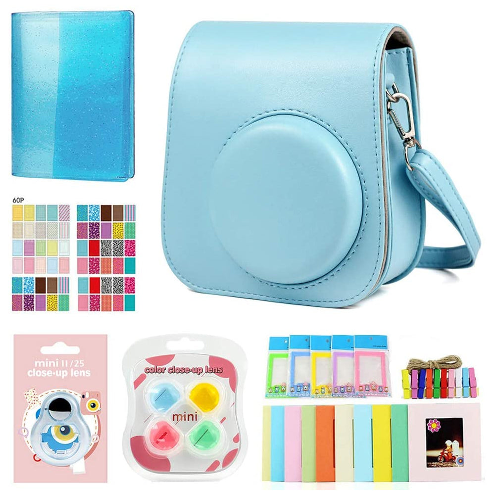 ZENKO Premium Leather Cover Protective Case Camera Bag with Removable Strap Compatible for Instax Mini 11 Instant Camera