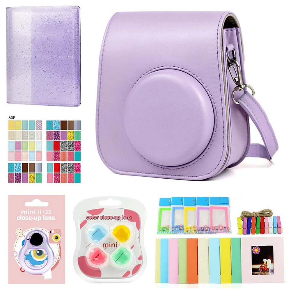 ZENKO Premium Leather Cover Protective Case Camera Bag with Removable Strap Compatible for Instax Mini 11 Instant Camera