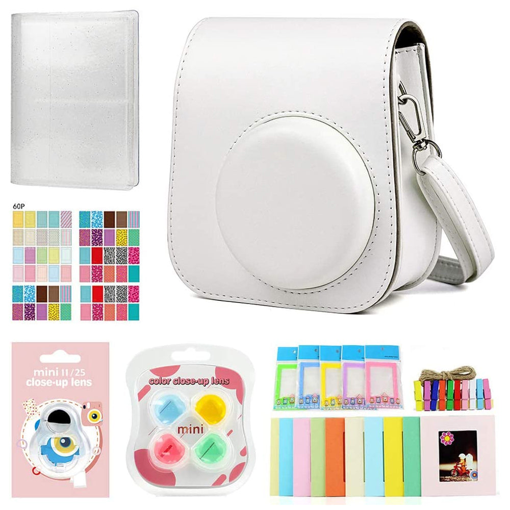 ZENKO Premium Leather Cover Protective Case Camera Bag with Removable Strap Compatible for Instax Mini 11 Instant Camera