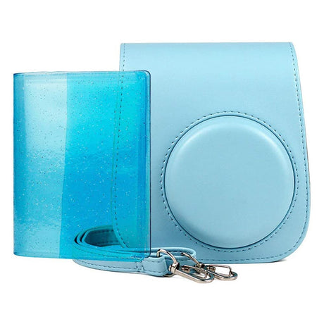 ZENKO Premium Leather Cover Protective Case Camera Bag with Removable Strap, Photo Album Compatible for Instax Mini 11 Instant Camera Blue