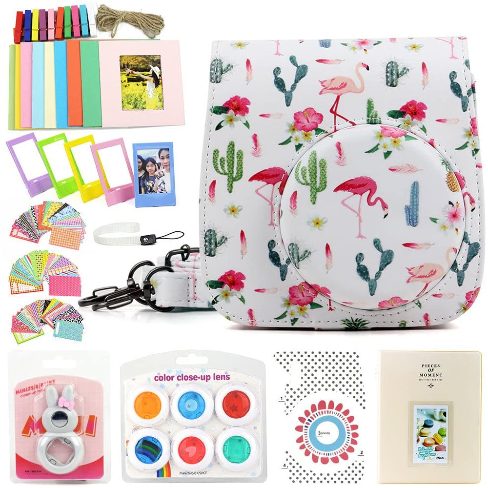 ZENKO for Instax Mini 9 8 Camera Accessories kit Bundle, Includes; Instax Instant Camera Case + Album + Frames & Stickers + Lens Filters + More
