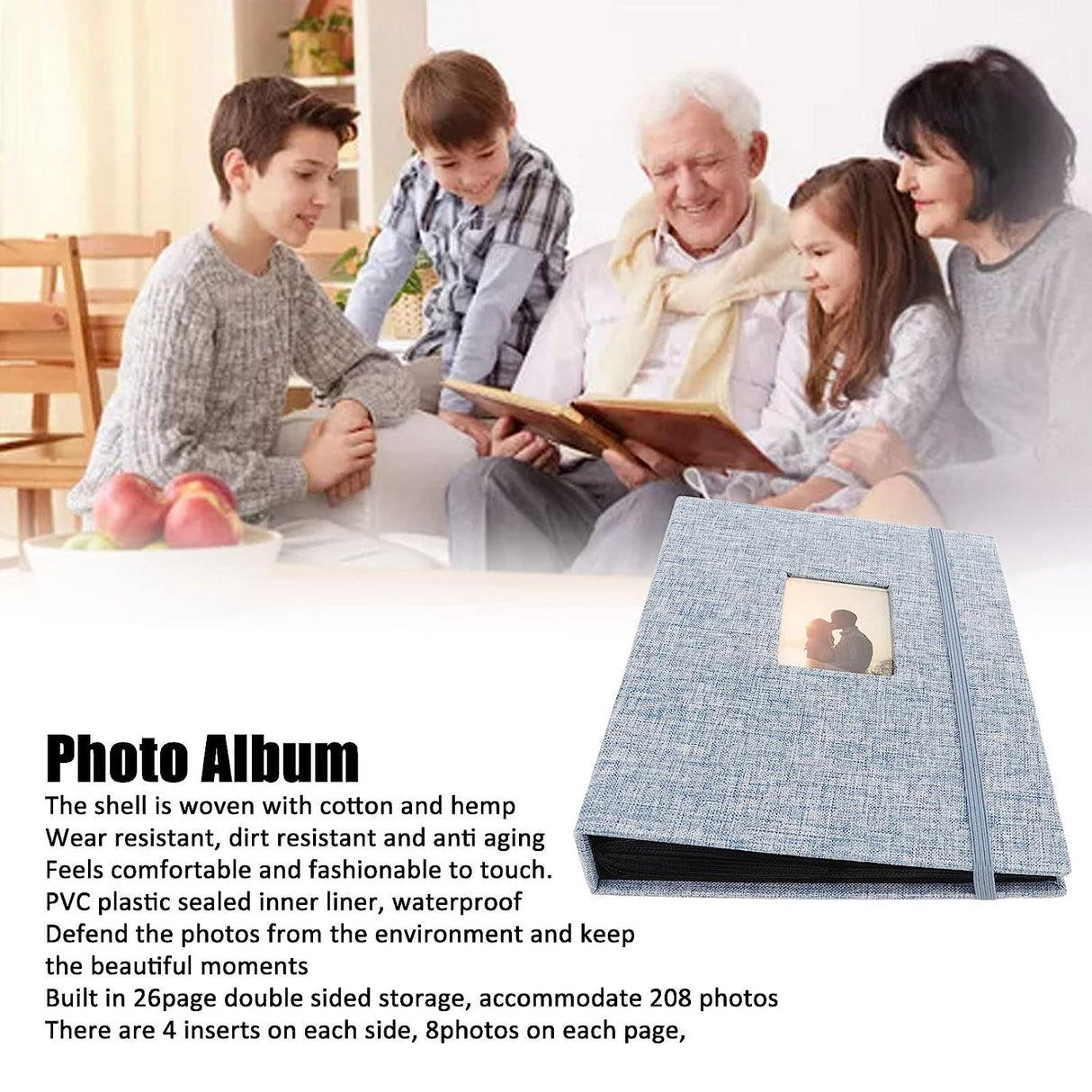 ZIKKON Compatible 208 sheet Album for Fujifilm Instax Mini Film (3 inch) Blue