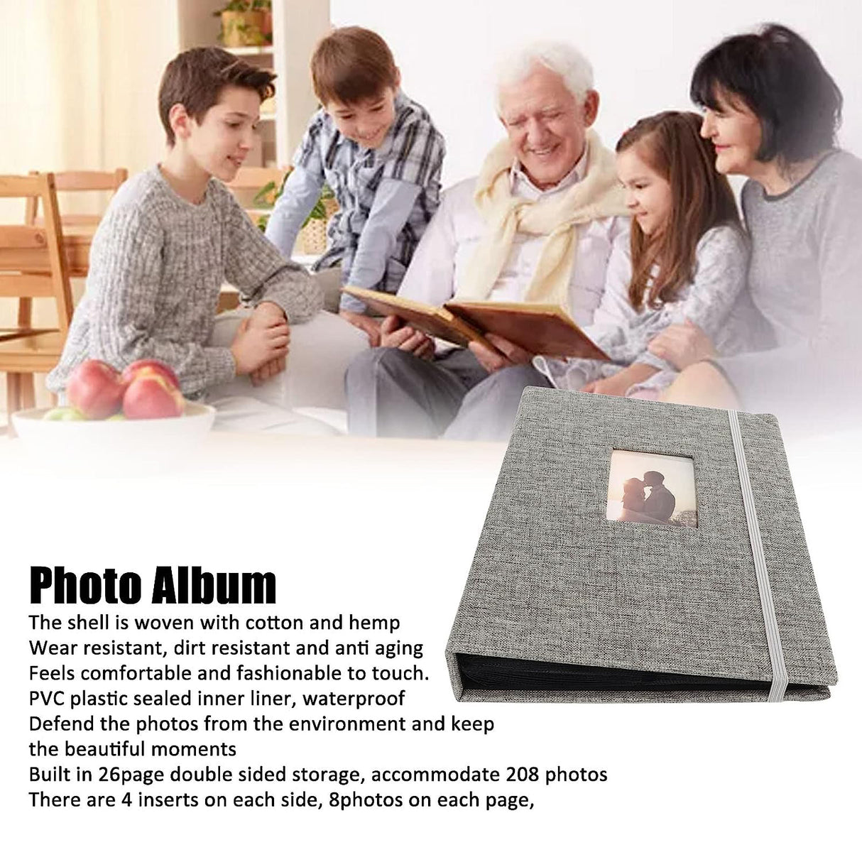ZIKKON Compatible 208 sheet Album for Fujifilm Instax Mini Film (3 inch) Gray
