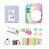 ZIKKON 7 in 1 Accessory Bundle for Mini 12 Instant Camera, Include Silicone Protactive Case, Mini Picture Album, Frames, DIY Stickers, Color Filter, Selfie Mirror, Paper Bunting(No Camera) - blue rainbow
