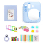 ZIKKON 7 in 1 Accessory Bundle for Mini 12 Instant Camera, Include Silicone Protactive Case, Mini Picture Album, Frames, DIY Stickers, Color Filter, Selfie Mirror, Paper Bunting(No Camera) - Pastel Blue
