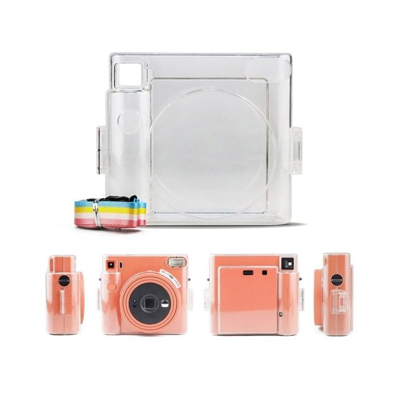 ZIKKON Instant SQ1 Case Clear - Protective Case Compatible for Fuji-Film Insta-x Instant SQ1 Square Instant Camera - with Shoulder Strap - Transparent