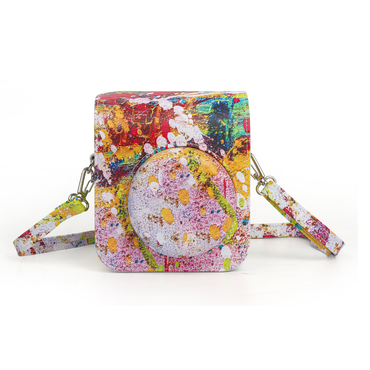 ZIKKON Instax Mini 12 Protective Camera Case PU Leather Carrying Bag_Abstract oil painting