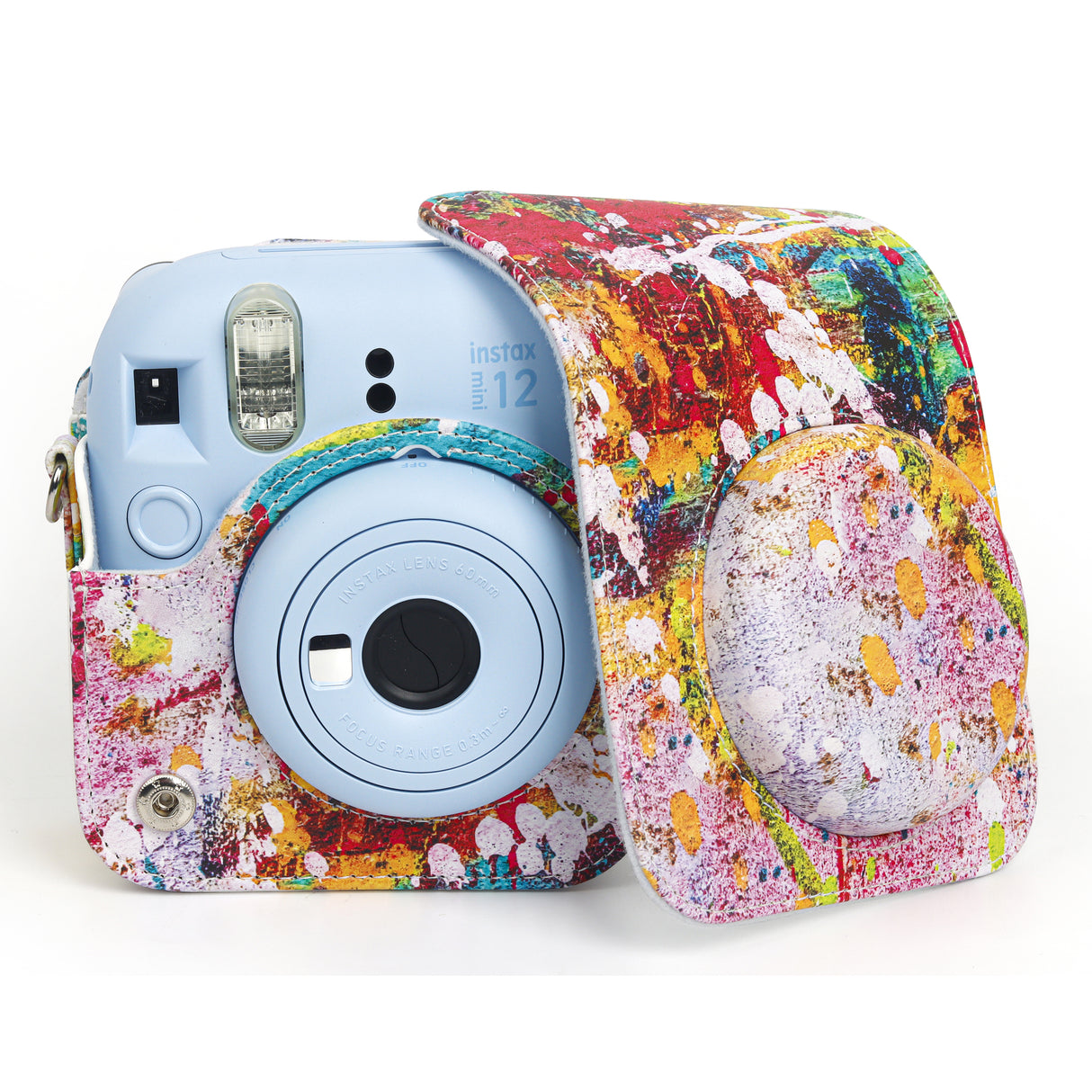 ZIKKON Instax Mini 12 Protective Camera Case PU Leather Carrying Bag_Abstract oil painting