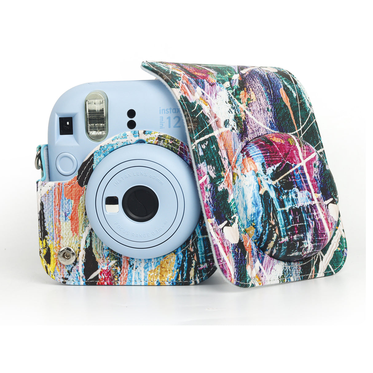 ZIKKON Instax Mini 12 Protective Camera Case PU Leather Carrying Bag_Colorful graffiti