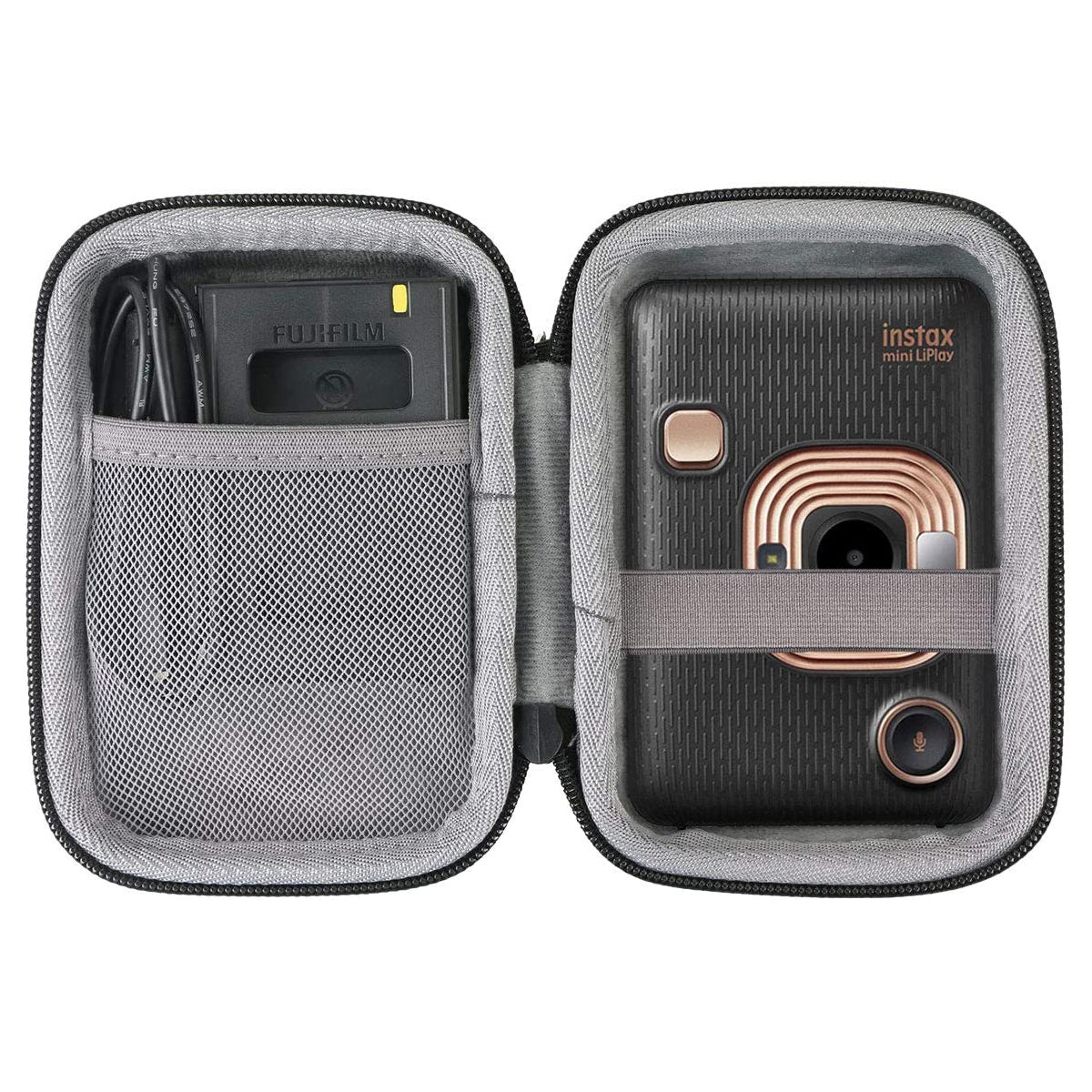 ZIKKON Instax Mini Evo Instant Camera Mini Link 2 Smartphone Printer Bag Accessories Protector Hard Case Lanyard (Black)