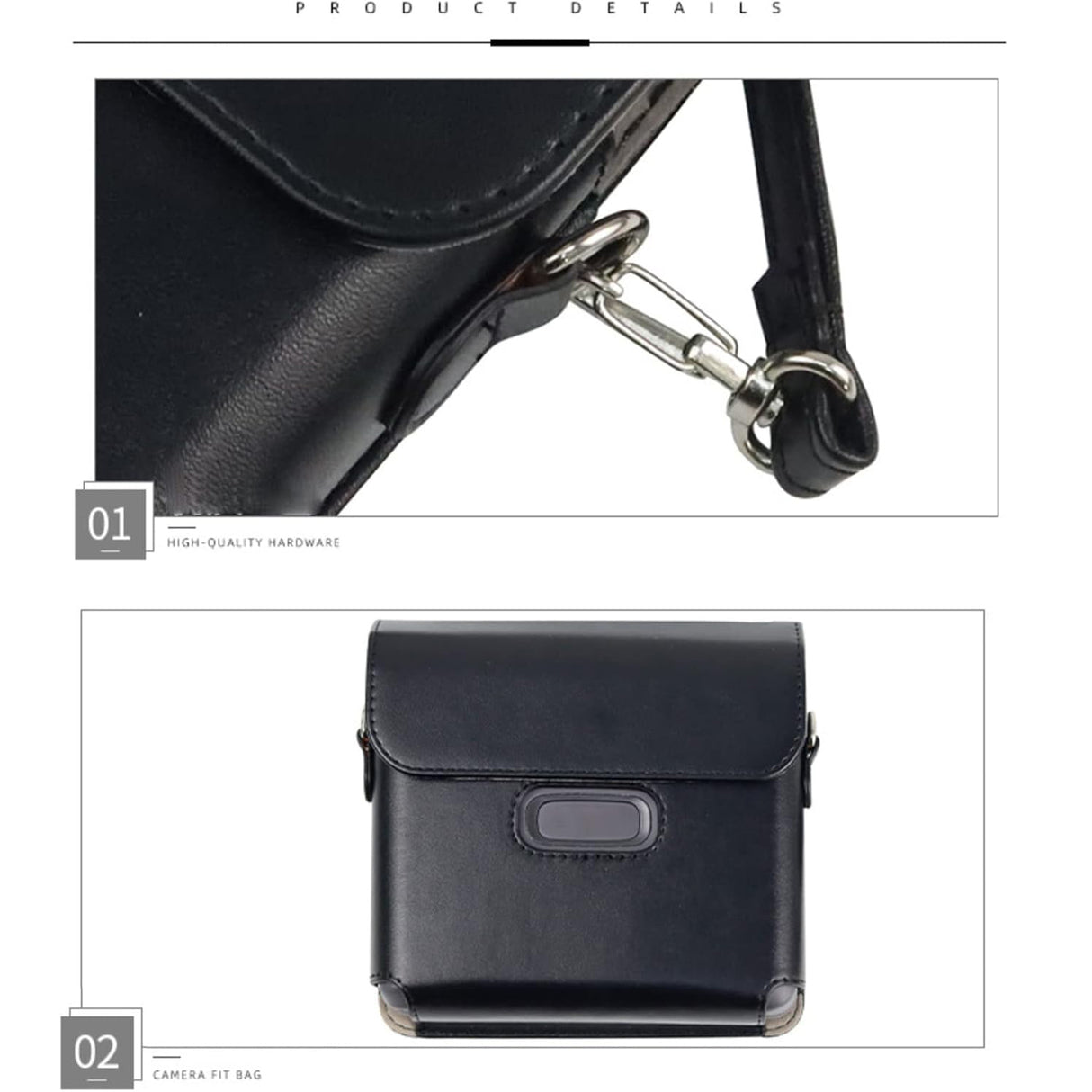 ZIKKON Link Wide Case for Fujifilm Instax Link Wide Smartphone Printer for Polaroid Style Film Instant Camera Photos , Retro Vintage Pu Leather with Adjustable shoulder Strap Carrying Bag Accessories (Charcoal grey)