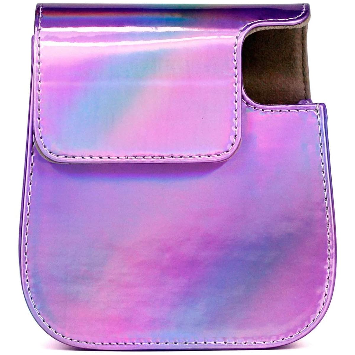ZIKKON PU Leather Protective Camera Case Pouch for Fuji-Film Instant Insta-x Mini 11, Mini 9, Instant Camera Carrying Bag with Adjustable Shoulder Strap_Holographic Purple