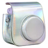 ZIKKON PU Leather Protective Camera Case Pouch for Fuji-Film Instant Insta-x Mini 11, Mini 9, Instant Camera Carrying Bag with Adjustable Shoulder Strap_Holographic Silver