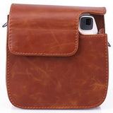ZIKKON Protective Camera Case Compatible with Fuji-Film Instant Insta-x Mini 11/9/8 PU Leather Bag with Adjustable Shoulder Strap- Brown