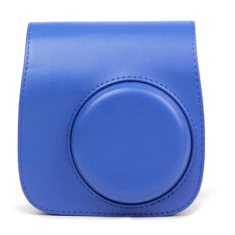 ZIKKON Protective Camera Case Compatible with Fuji-Film Instant Insta-x Mini 9/8 PU Leather Bag with Adjustable Shoulder Strap Cobalt Blue