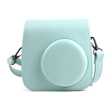 ZIKKON Protective Camera Case Compatible with Fuji Film Instant Insta x Mini 9/8 PU Leather Bag with Adjustable Shoulder Strap Ice Blue