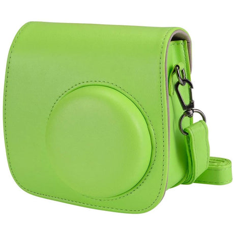Protective Camera Case Compatible with Fuji-Film Instant Insta-x Mini 9/8 PU Leather Bag with Adjustable Shoulder Strap- Lime Green