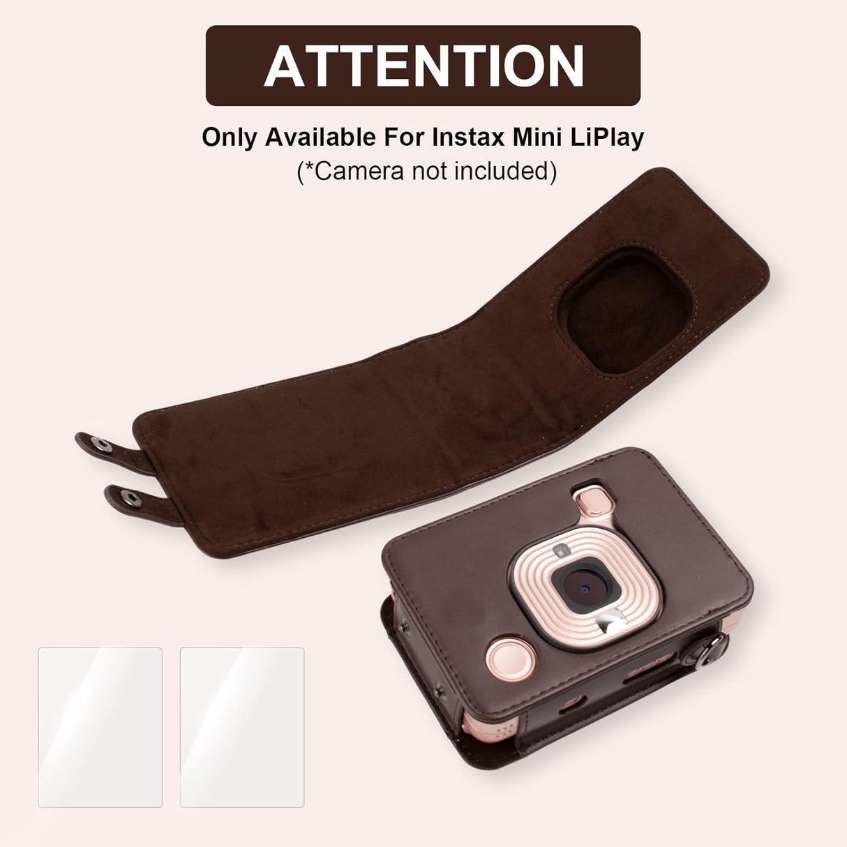 ZIKKON Protective Case for Fuji instax mini liplay Camera with adjustable neck strap quick detachable- Deep bronze
