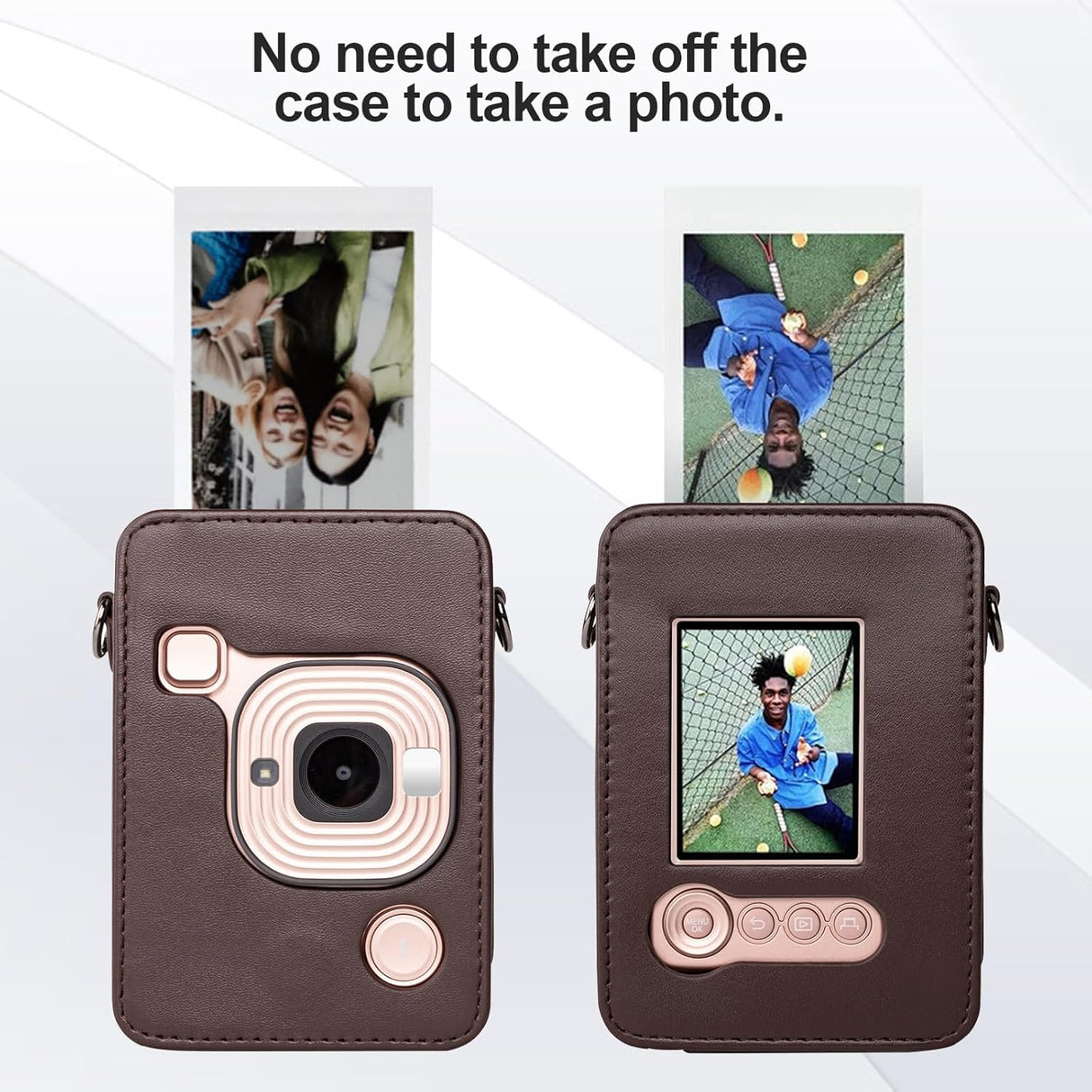 ZIKKON Protective Case for Fuji instax mini liplay Camera with adjustable neck strap quick detachable- Deep bronze
