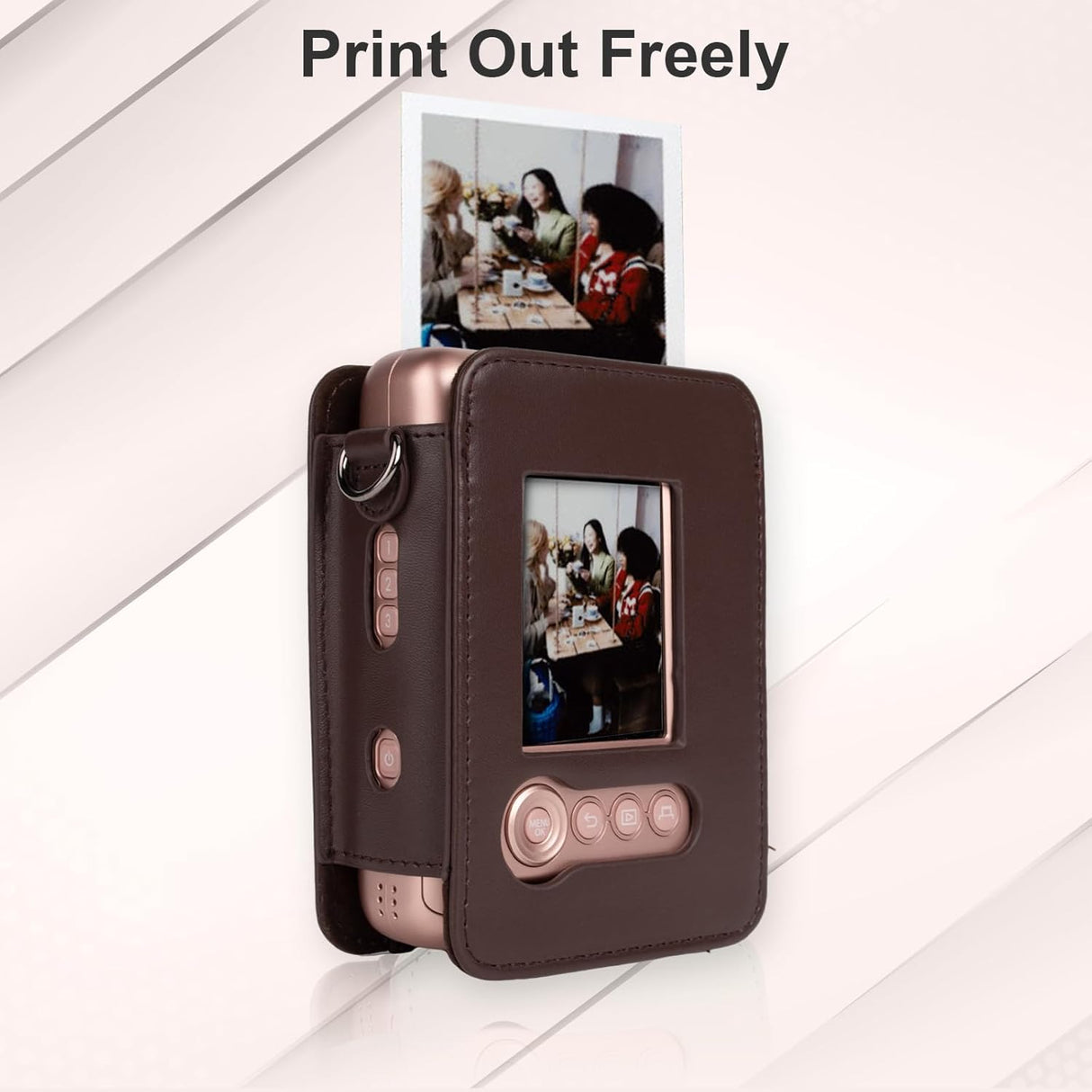 ZIKKON Protective Case for Fuji instax mini liplay Camera with adjustable neck strap quick detachable- Deep bronze
