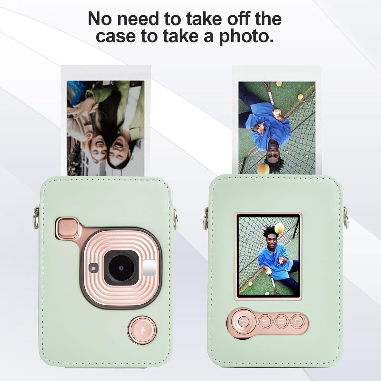ZIKKON Protective Case for Fuji instax mini liplay Camera with adjustable neck strap quick detachable- Matcha Green
