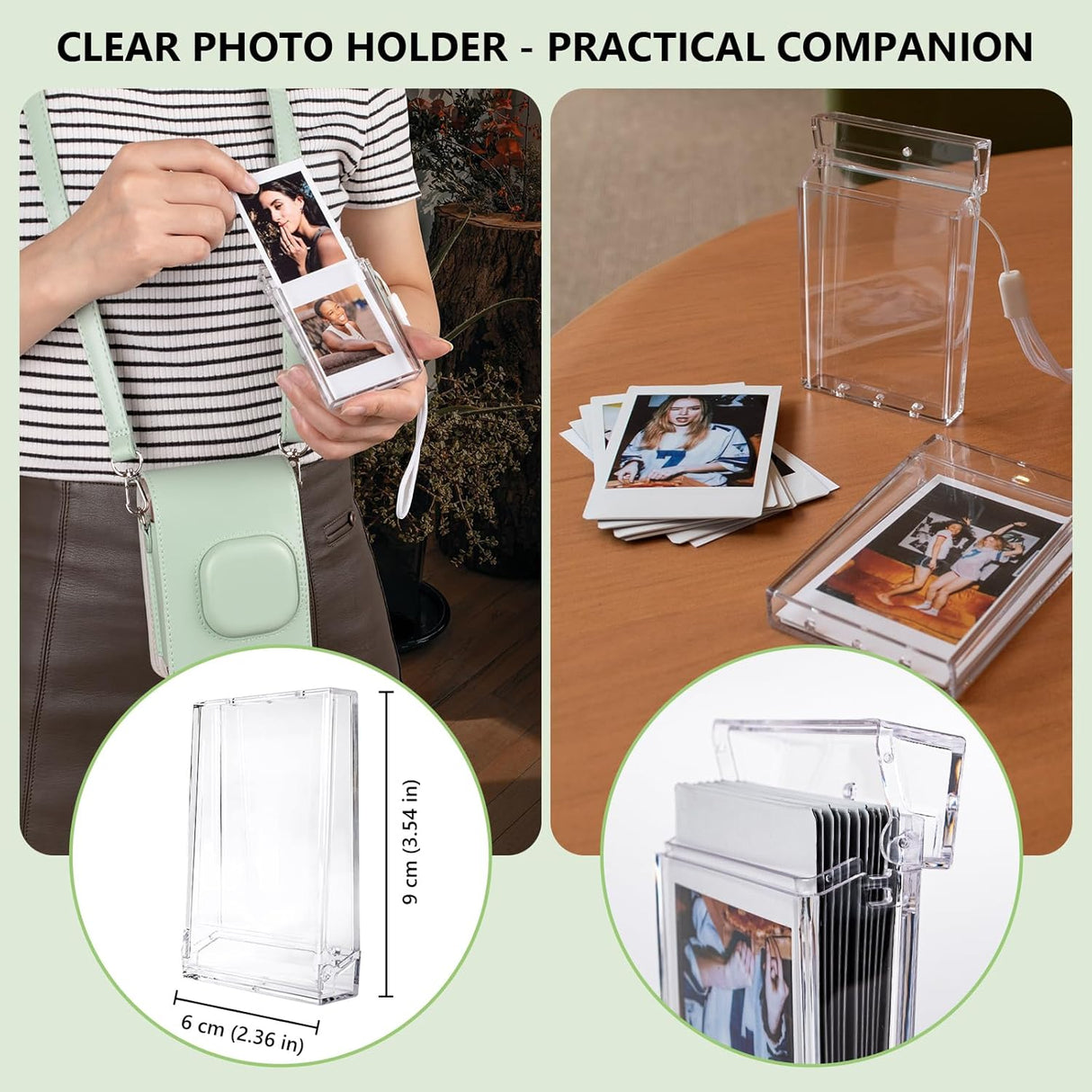 ZIKKON Protective Case for Fuji instax mini liplay Camera with adjustable neck strap quick detachable- Matcha Green
